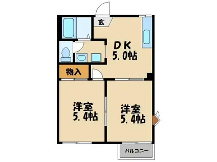 ネオコート狭山(2DK/2階)の間取り写真