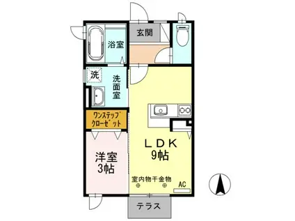 XEVOスクエア東通(1LDK/1階)の間取り写真