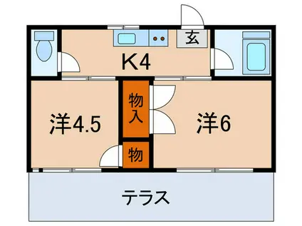 桜ハイム(2K/1階)の間取り写真