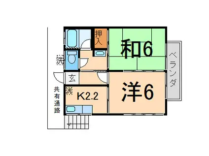 大上荘(2K/2階)の間取り写真