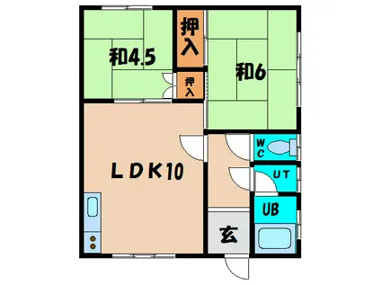 ベルディーM(2LDK/2階)の間取り写真