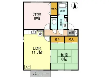 ウィンディビレッジ B棟(2LDK/2階)の間取り写真