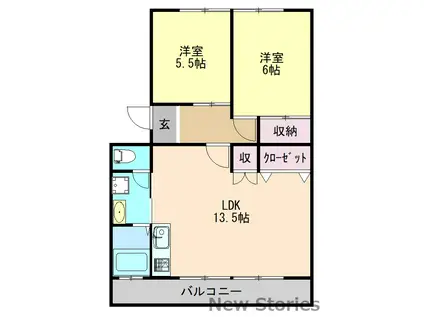 天神マンション I(2LDK/3階)の間取り写真
