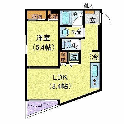 五本木アパートメンツ(1LDK/2階)の間取り写真