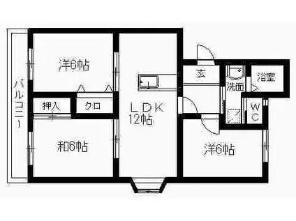 第2スカイハイツ(3LDK/1階)の間取り写真