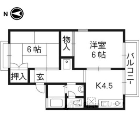 ドゥセジュール(2DK/1階)の間取り写真
