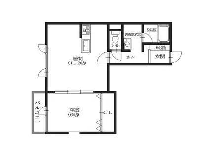 ヴィラ松蔭(1LDK/2階)の間取り写真