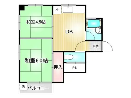 石坂ハイツ(2DK/5階)の間取り写真