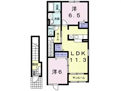 アタラクシアIV-A(2LDK/2階)の間取り写真
