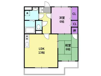 コンフォールII(2LDK/2階)の間取り写真