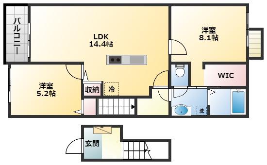 HOUSE EUREKA(2LDK/2階)の間取り写真