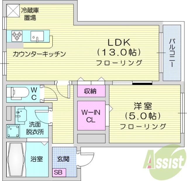 プレジールダイヤⅡ(1LDK/3階)の間取り写真