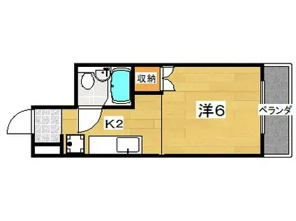 カーサカトレア(1K/2階)の間取り写真