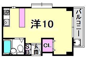 キングコーポラスII(ワンルーム/1階)の間取り写真