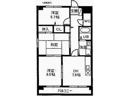 ル・クオーレ(3DK/4階)の間取り写真