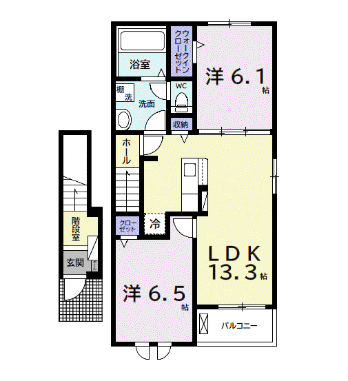 プラシード(2LDK/2階)の間取り写真