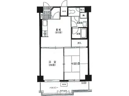 三越ゼームス坂マンション(2DK/5階)の間取り写真