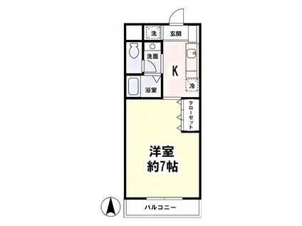 ヴァンヴェール(1K/2階)の間取り写真