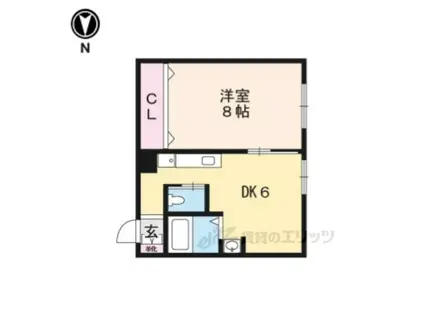 加賀山コーポ3(1DK/3階)の間取り写真