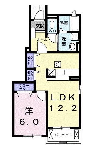 エアリーレジデンス(1LDK/1階)の間取り写真