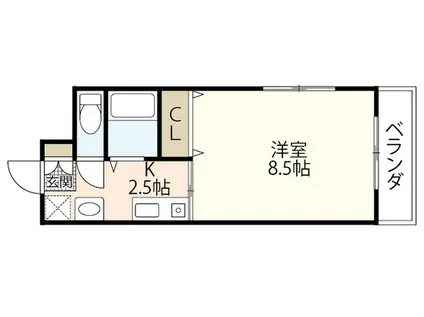 グランヴェル明和(1K/4階)の間取り写真