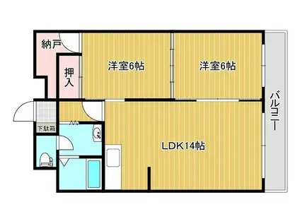第2花椿ビル(2LDK/3階)の間取り写真