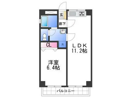 箕西マンション(1LDK/2階)の間取り写真