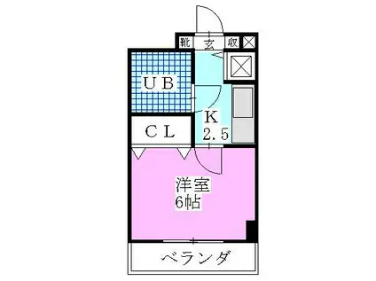 ユーコート東船橋(1K/2階)の間取り写真