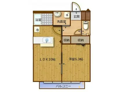 エスポワール(1LDK/1階)の間取り写真