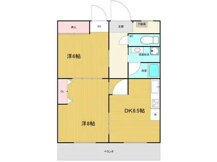 サンライズよしま(2DK/3階)の間取り写真