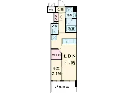 ウィングス西本町(1LDK/8階)の間取り写真