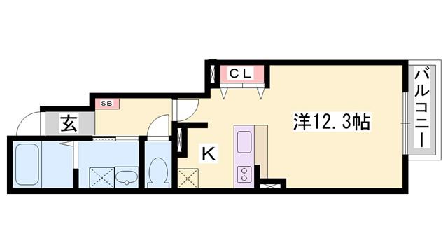 アライブカーサI(1K/1階)の間取り写真