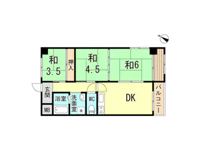 エクセル若松(3DK/4階)の間取り写真