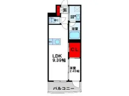 プレジデンス ざ 三萩野(1LDK/15階)の間取り写真
