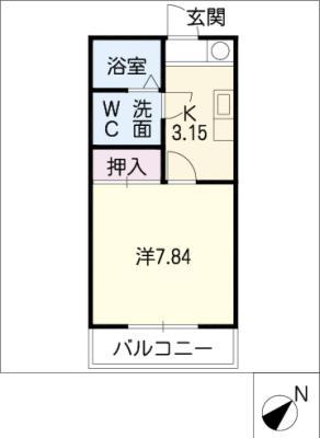 名鉄三河線 重原駅 徒歩14分 2階建 築25年(1K/1階)の間取り写真