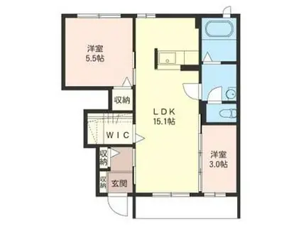 ほたる野サクベハイムB(2LDK/1階)の間取り写真