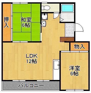 ヴィラナリー中間II3号棟(2LDK/5階)の間取り写真