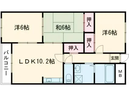 ブエナビスタ高砂(3LDK/2階)の間取り写真