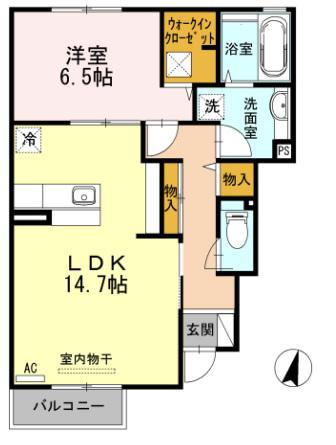 ソレイユみささぎ(1LDK/1階)の間取り写真