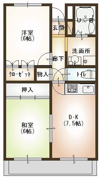 メゾンドセンチュリー21(2DK/2階)の間取り写真