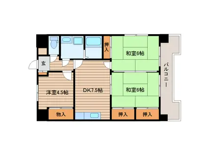 ファミーユたかまつ(3DK/4階)の間取り写真