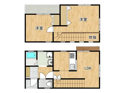 慈眼寺公園アパート(2LDK/1階)の間取り写真