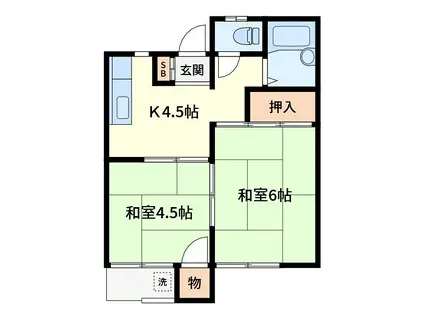 吉田ハイツ(2K/1階)の間取り写真