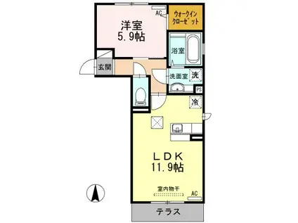 クレスト(1LDK/1階)の間取り写真