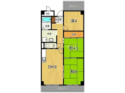 レクシア布施(3DK/8階)の間取り写真