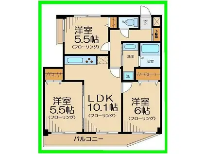 セイガステージ分倍河原Ⅱ(2SLDK/2階)の間取り写真