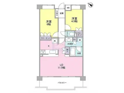 コートメドウ(2LDK/3階)の間取り写真