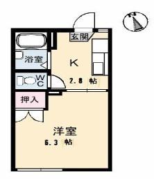 ガーデンハイツ関山(1K/1階)の間取り写真