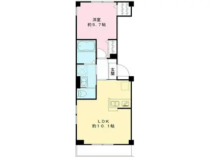 VENT BONHEUR ヴァンボヌール(1LDK/2階)の間取り写真