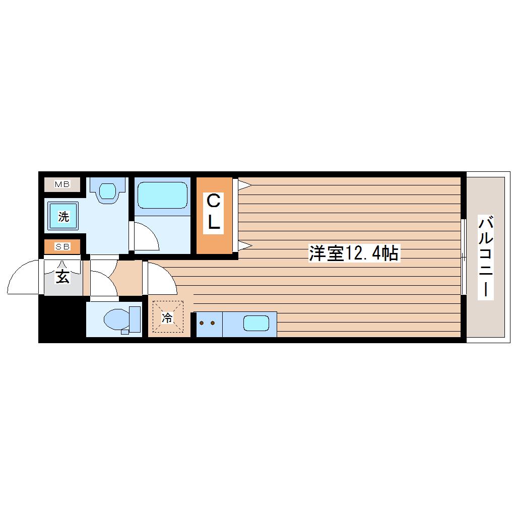 アーバンフラッツ小田原(ワンルーム/1階)の間取り写真